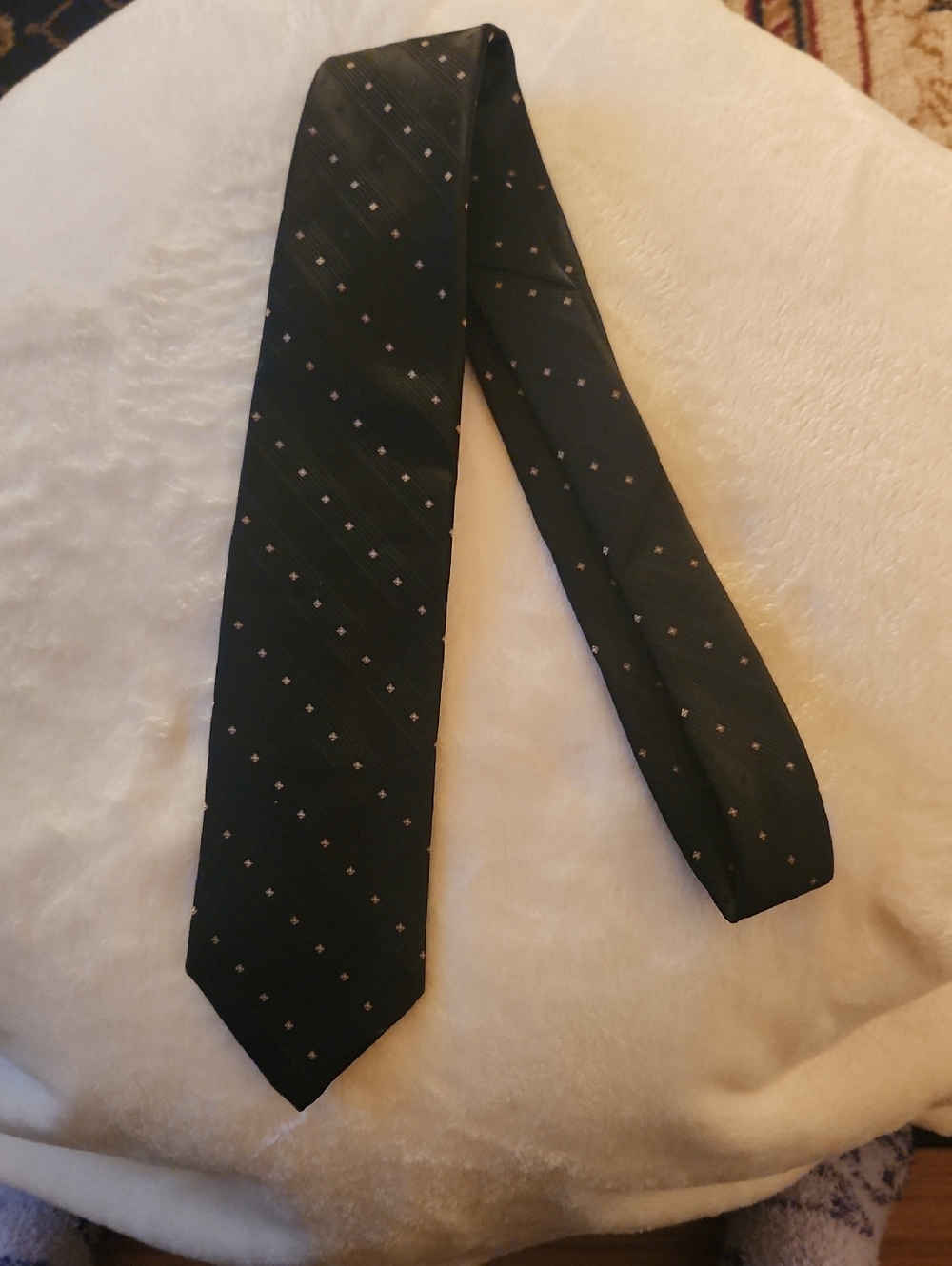 Men's Black Tie with Subtle Diamond Motif